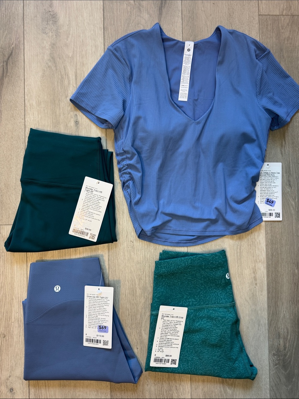 Lululemon Blue & Teal Size 8 NWT Bundle Top & Leggings All It Takes, WT, Glow Up